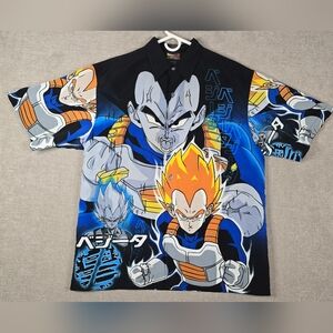 VINTAGE Dragon Ball Z Vegeta ALL-OVER PRINT Shirt XL Button-Down RARE Ships FAST